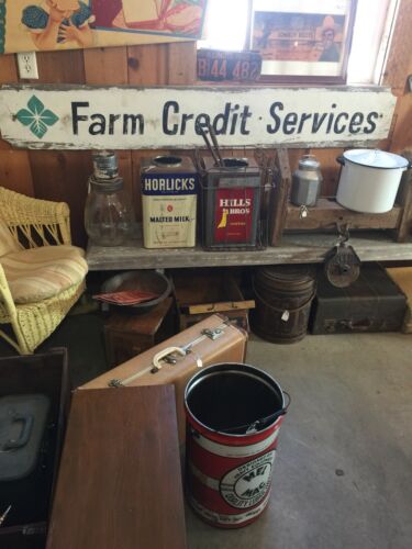 Antique Large Wooden Farm Credit Service Sign