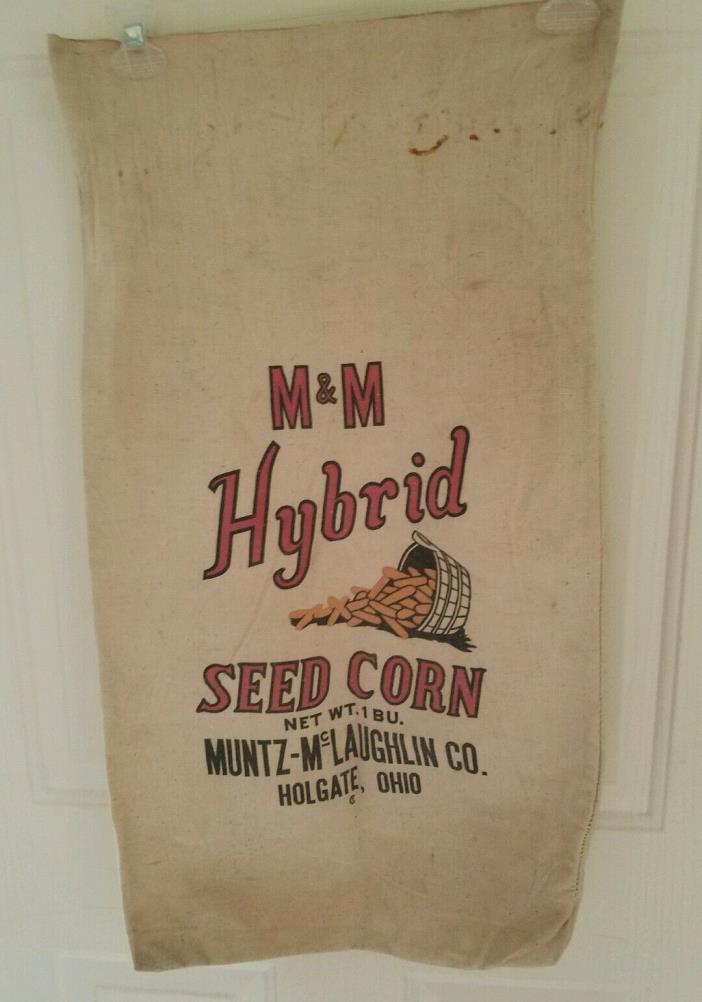 M & M HYBRID SEED CORN;1 BU. CLOTH BAG;HOLGATE, OH.