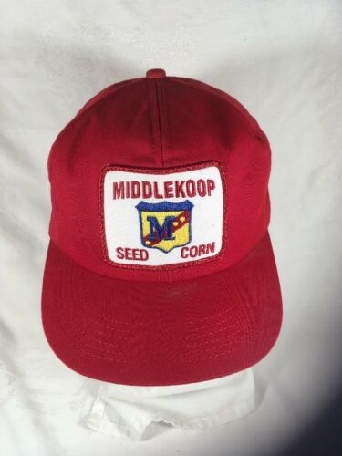 Middlekoop Seed Corn Hat Cap Red Ag Farmer Patch Made In USA Snap