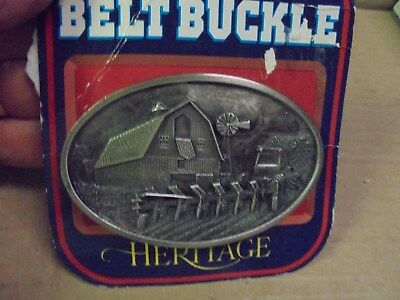 Vintage Belt Buckle 1984 Barn Tractor