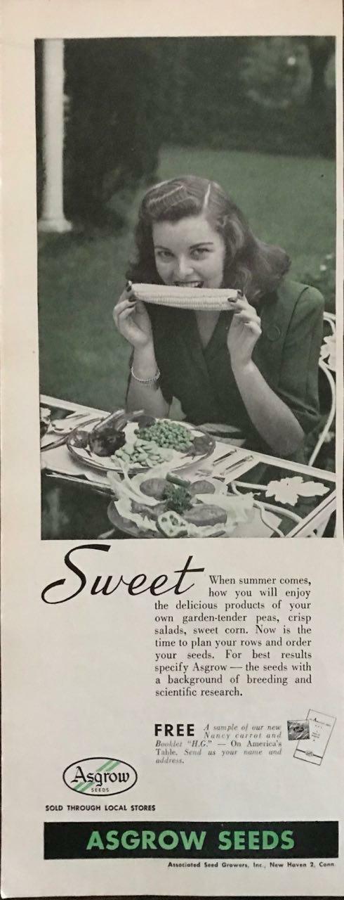 ORIGINAL 1947 Asgrow Seeds Print Ad Associated Seed Growers New Haven CT