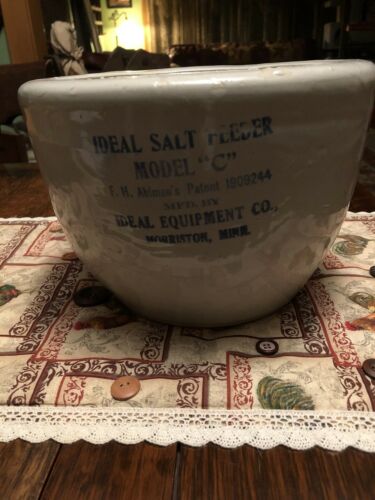 Antique- Ideal Salt Feeder Crock Model C - 1909