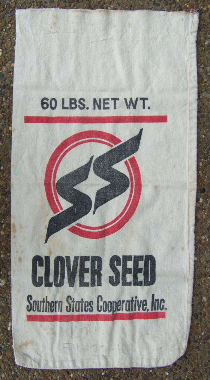 Vintage SOUTHERN STATES Clover 60 lb. Seed cloth sack 14
