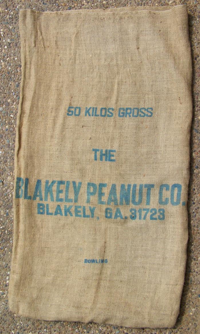 Vintage BLAKELY PEANUT Co, GA burlap feed sack 22