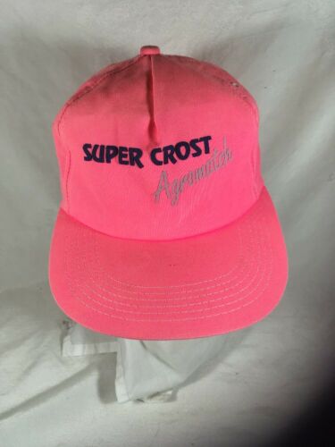 Super Crost Agromatch Seed Corn Fluorescent Pink Snap Made Usa Vintage Hat Cap