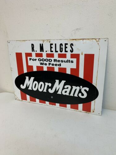 Vintage MoorMans Metal Feed Sign Advertising