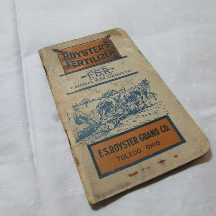 Antique 1926 Royster's Fertilizer Advertising Calendar Notepad Pocket Pad