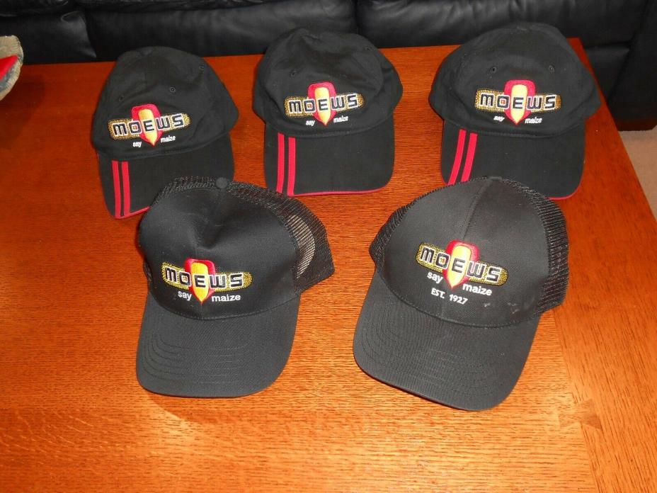BRABD NEW LOT OF FIVE MOEWS SEED COMPANY BASEBALL STYLE CAPS FREE SHIPPING