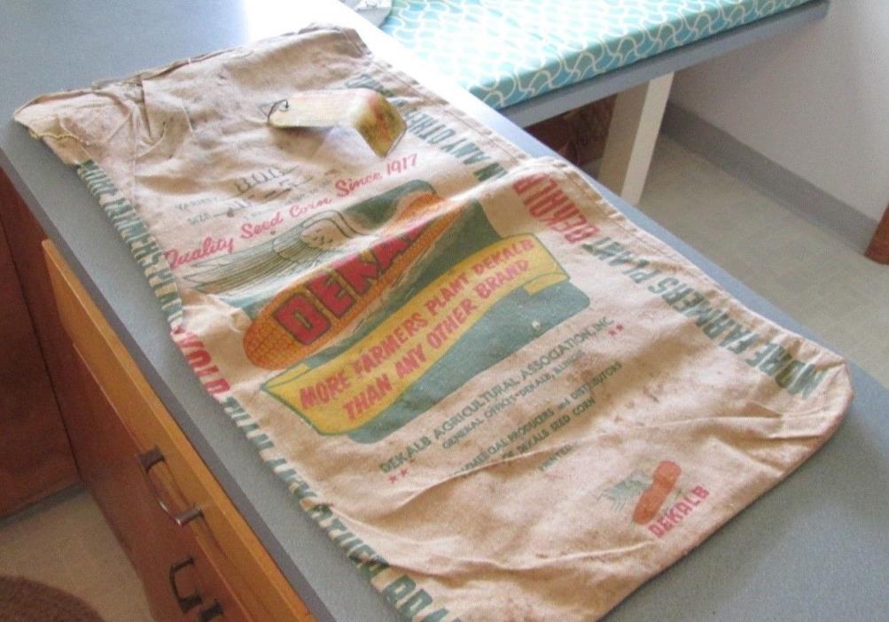 Vintage De Kalb 1957 Seed Corn Sack Cloth w/ original paper tag