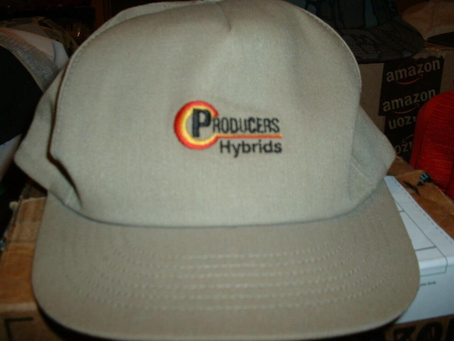 PRODUCERS HYBRIDS TAN COLORED SNAP BACK HAT SLIGHTLY CURVED BILL #1