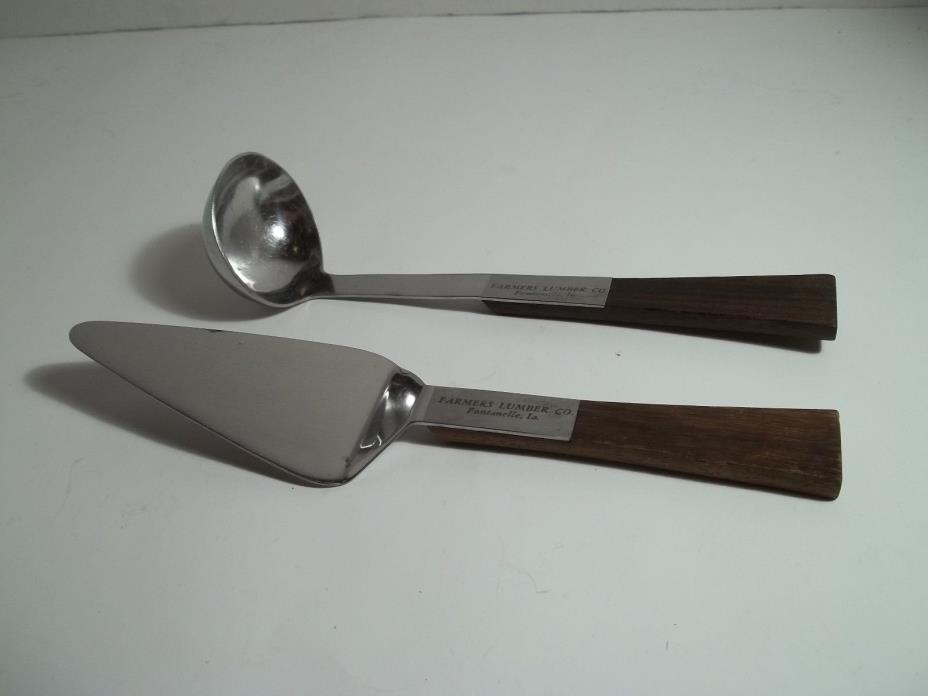Vtg MCM Advertising Ladle and Pie Server FARMERS LUMBER CO Fontanelle Iowa