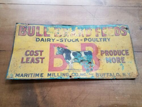 Bull Brand Feeds Antique Vintage Sign