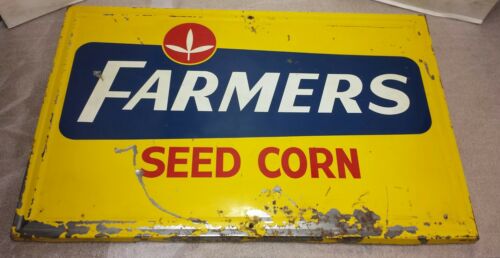 Vintage FARMERS Seed CORN Metal Sign 34 1/2'' x 23''