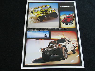 2000 Hummer H1 Foldout Brochure Rare Early H 1 Catalog