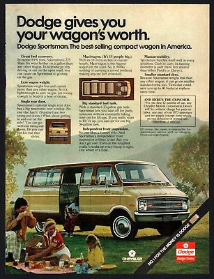 1975 DODGE SPORTSMAN Van AD Vintage Seventies 1970s Advertising