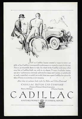 1928 Vintage Print Ad 20's CADILLAC GM general motors horse illustration art
