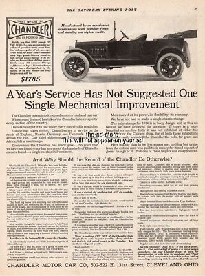 1914 Chandler Motor Car Co. Cleveland OH Light Weight Six Vintage Open Auto Ad