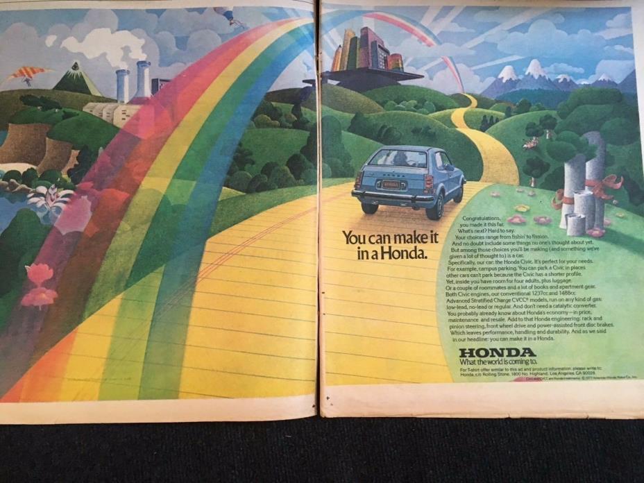 1977 Vintage HONDA CAR AUTOMOBILE CENTERFOLD ADVERTISEMENT Pinup Poster CIVIC