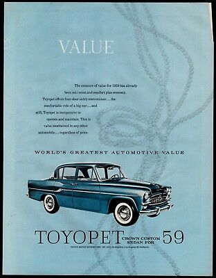 1959 TOYOPET Crown Custom Sedan Vintage Toyota Car PRINT AD
