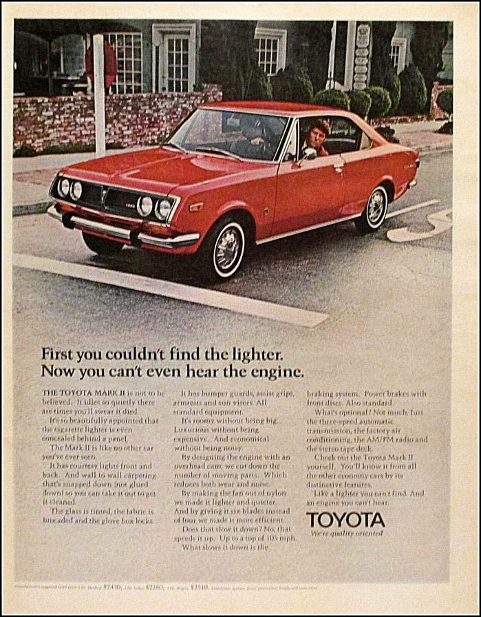 1971 TOYOTA Mark II Vintage Red Car Automobile Print Ad