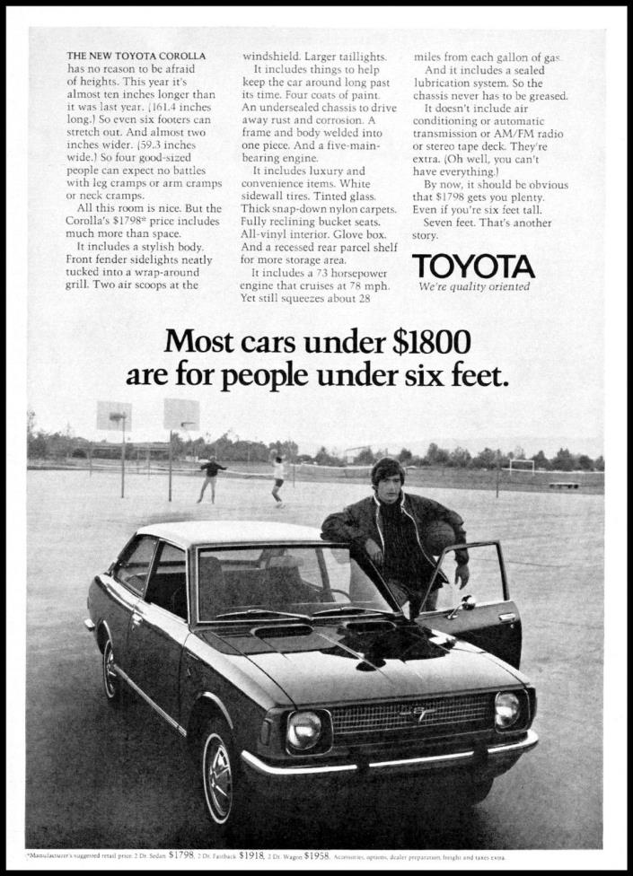 1970 Toyota corolla car basketball court players vintage photo Print Ad ads8