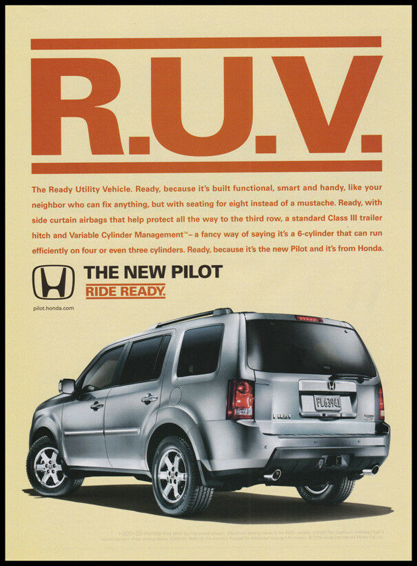 Honda RUV Pilot auto print ad 2008 silver car