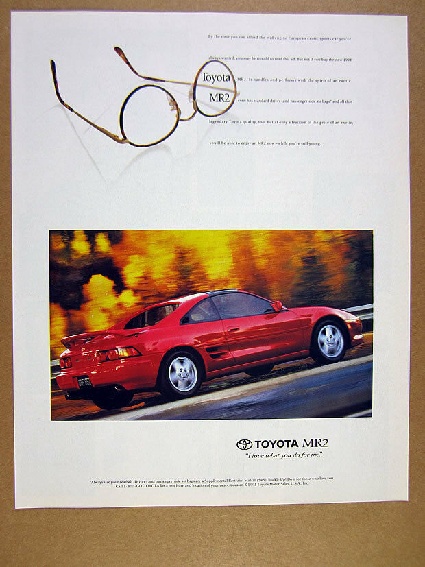 1994 Toyota MR2 red car photo vintage print Ad