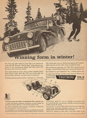 1960 Classic Car Ad, Triumph TR-3 sports car, cut away view  112713