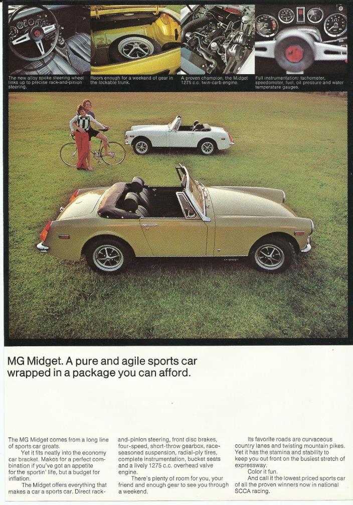 1973 MG Midget Yellow Classic Car Sports Car Vintage Print Ad Advertisement