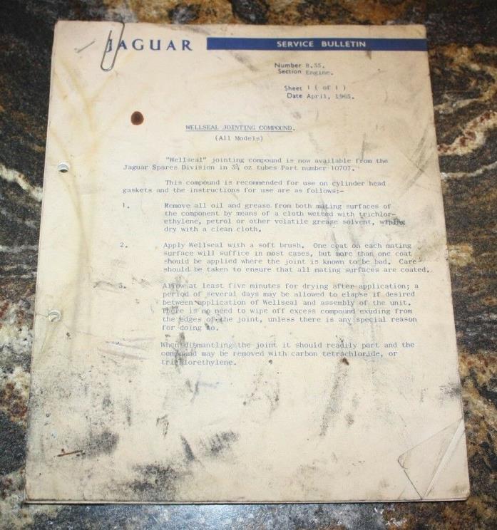 1965 Jaguar Service Bulletin (28 sheets)