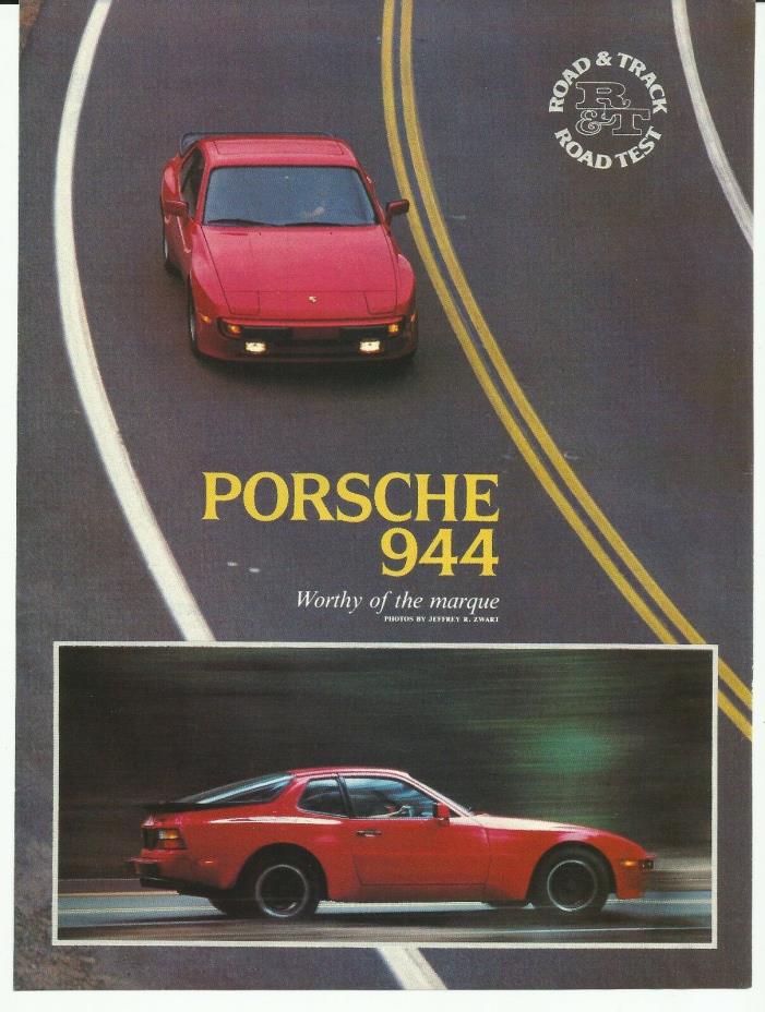 1982 Porsche 944 Red Sports Car Color Photo Vintage Print Ad Road & Track