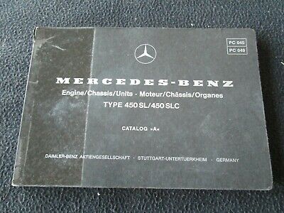 1975 Mercedes Benz 450SL 450SLC Parts Catalog 'A' W107 Engine Chassis Unit Book