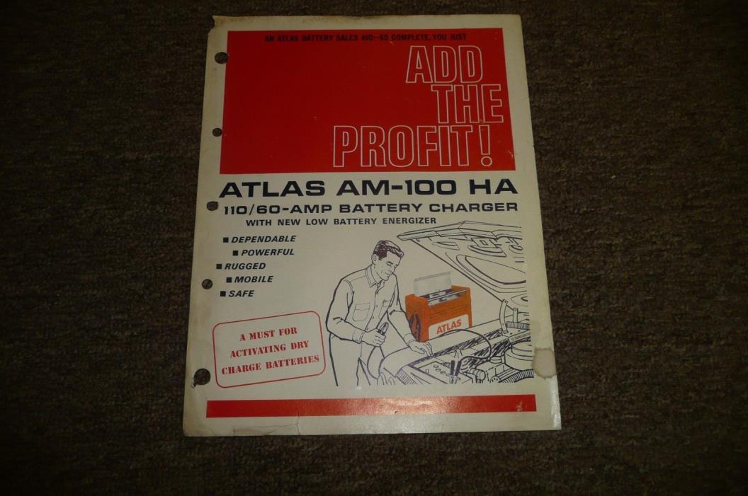 ATLAS BATTERY CHARGER AM-100HA Brochure Circa 1965