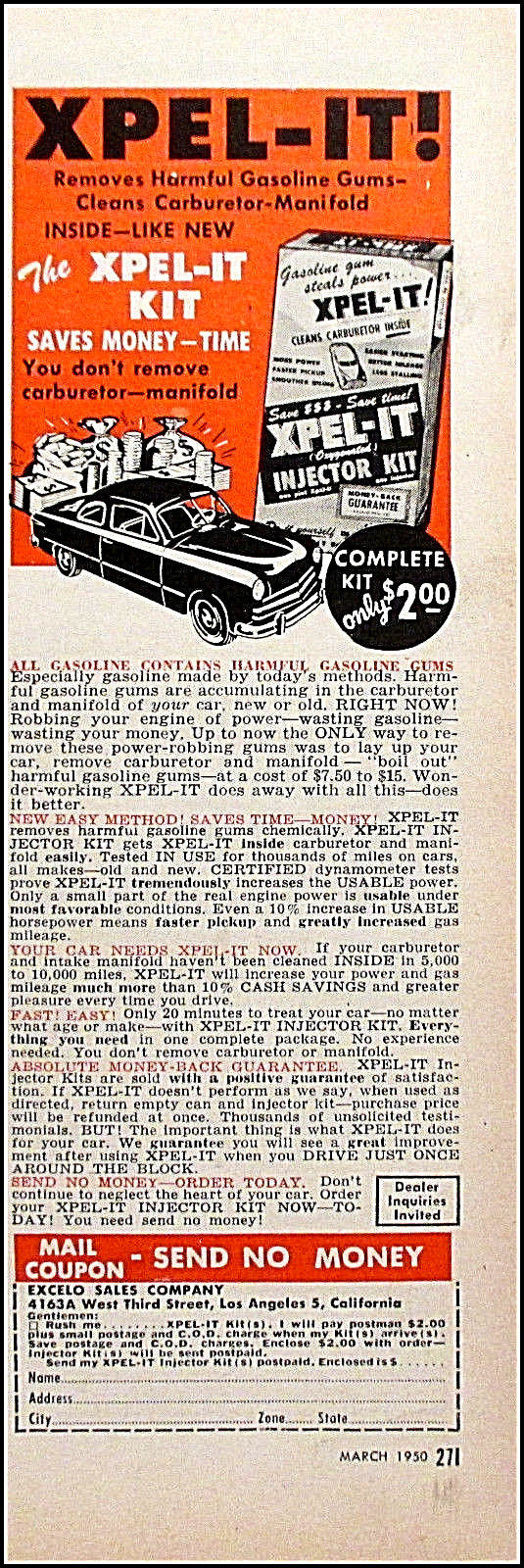 1950 XPEL-IT ! Injector Kit Vintage Automotive Car/Truck/Parts Art Print Ad