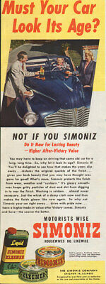 1945 vintage AD SIMONIZ Auto Wax Liquid Kleener Chicago 010618