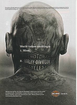 2007 Harley Davidson Motorcycle head tattoo print ad  Great to frame!