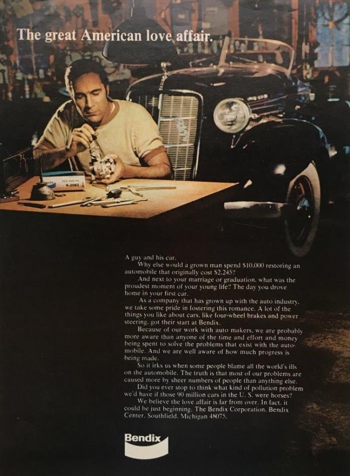 1971 BENDIX The Great Love Affair A Guy & His Car Restoration Vintage PRINT AD