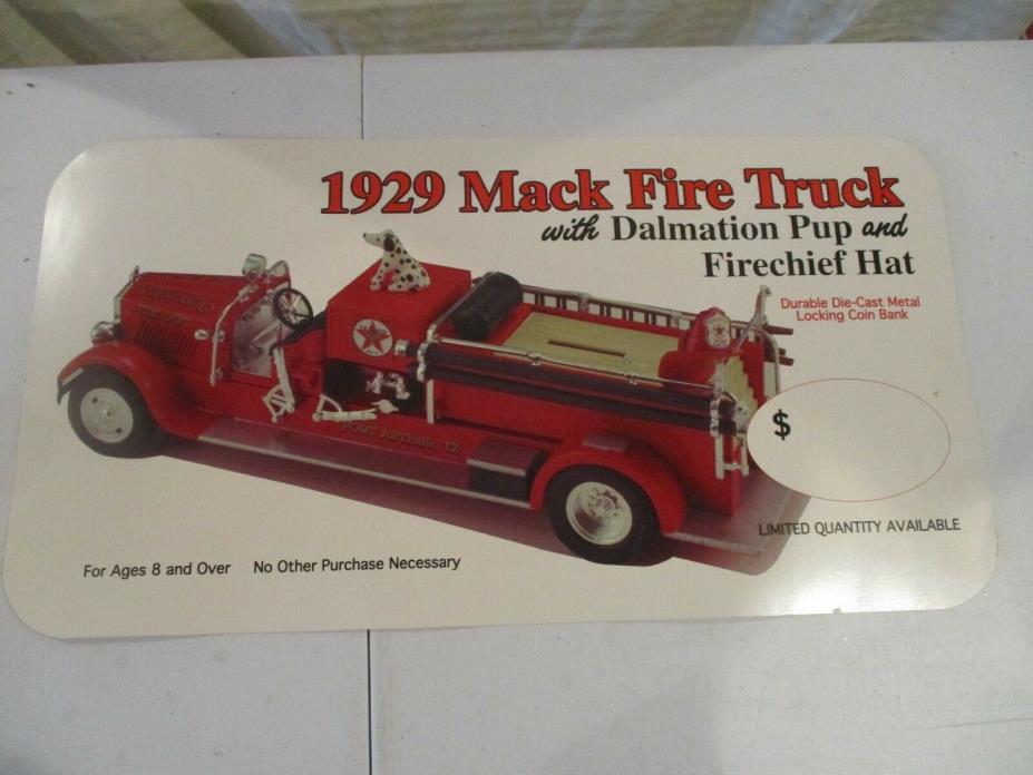 Texaco Collectibles Die Cast Advertising Store Display Sign Mack Fire Truck