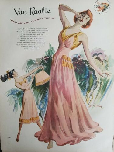 1948 van raalte women's nylon Jersey lingerie slip underwear redhead vintage ad