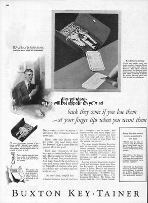1926 Buxton Springfield Massachusetts Vintage Keytainer Keys Magazine Print Ad