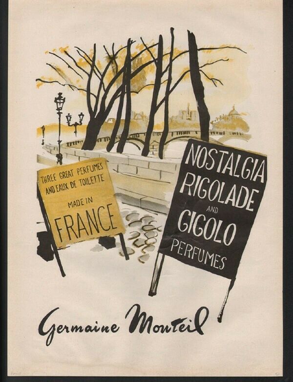 1951 PERFUME BEAUTY FRENCH GIGOLO TOILETTE PARK NOSTALGIA GERMAINE DECOR ADPM-11
