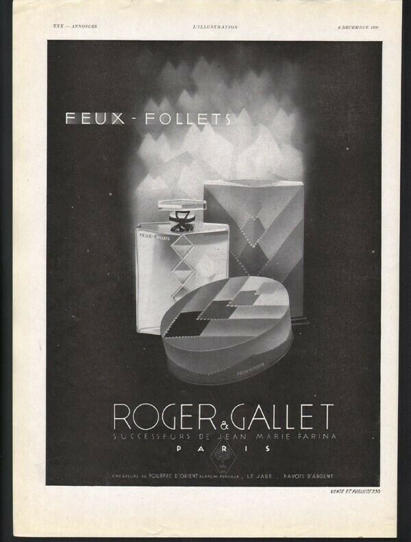 1930 ROGER GALLET PERFUME POWDER COSMETIC BEAUTY BOTTLE BOX COMPACT PARIS 21257