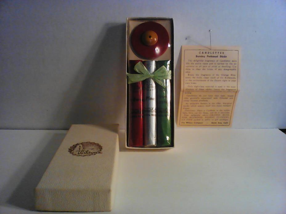 Vintage Wilson's candelettes, burning perfumed sticks, inbox, new unopened