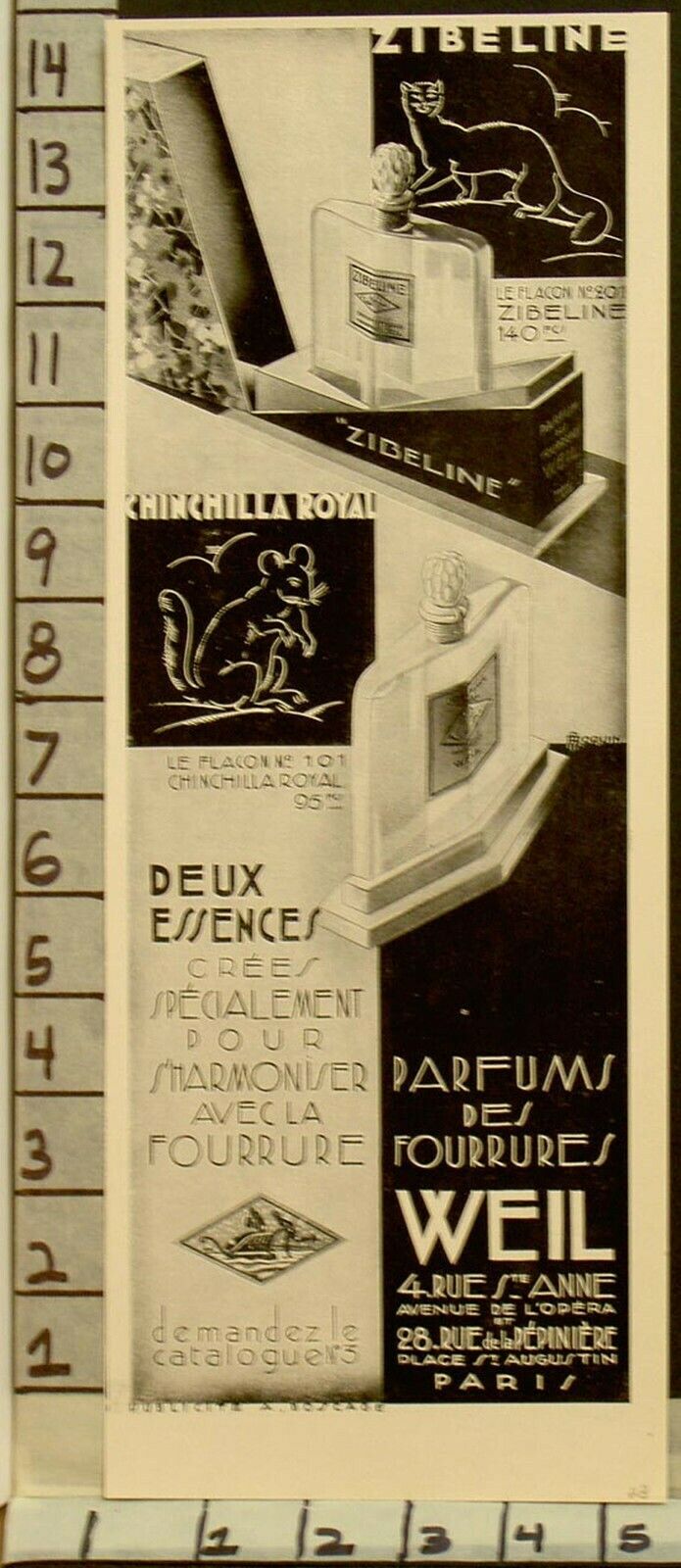 1929 WEIL PERFUME BOTTLE BOX FRAGRANCE CHINCHILLA FRENCH DECO  2286322863