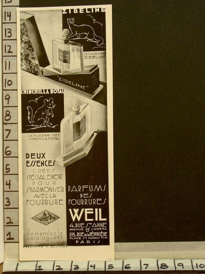 1929 WEIL PERFUME BOTTLE BOX FRAGRANCE CHINCHILLA FRENCH DECO  2283822838
