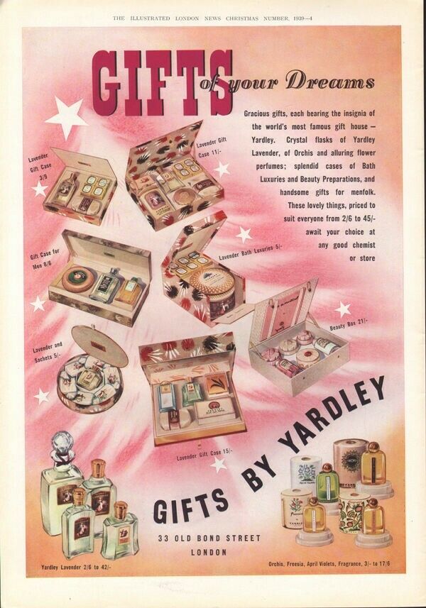 1939 YARDLEY GIFT CASE SOAP LAVENDER PERFUME FRAGRANCE BEAUTY SACHET 19348