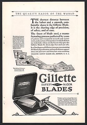 1925 GILLETTE Tuckaway Razor and Blades Vintage Shaving PRINT AD Bathroom Decor