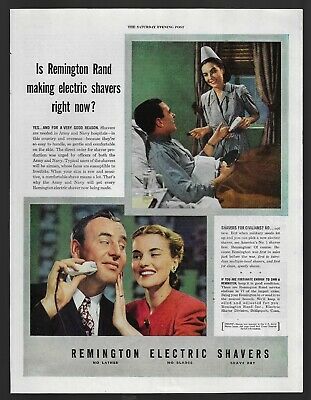 REMINGTON electric shaver razor men's grooming image 356 1945 Vintage Print Ad