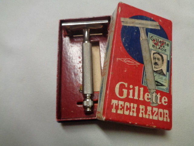 Antique Gillete Tech Razor With Original Box Reg Pat Office