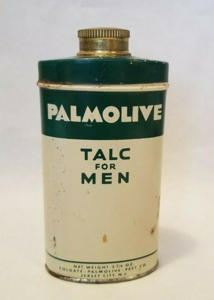 Vintage Tin Palmolive Talc For Men 3 3/4  oz Colgate Advertising Decor